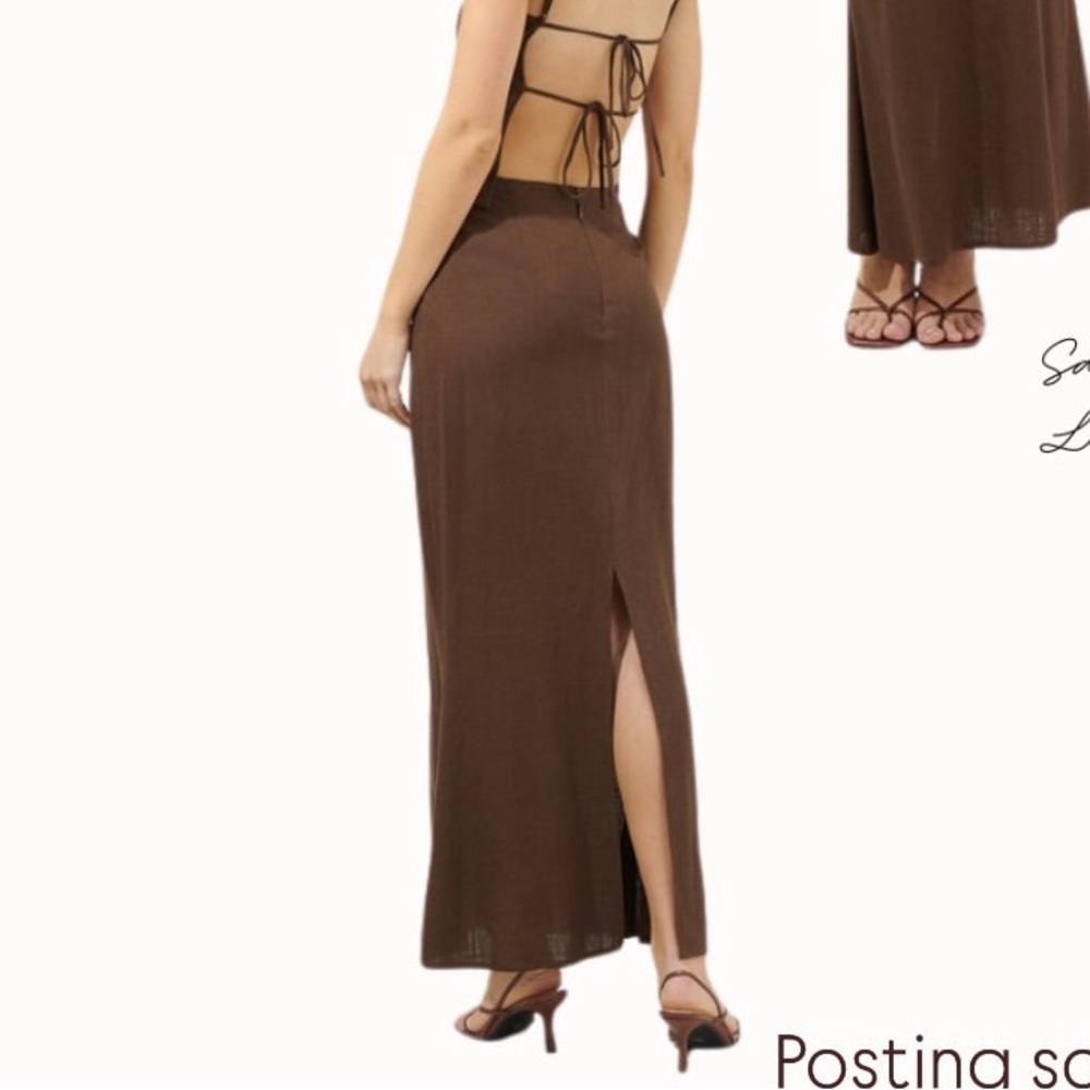 Linen Maxi Skirt with slit in back